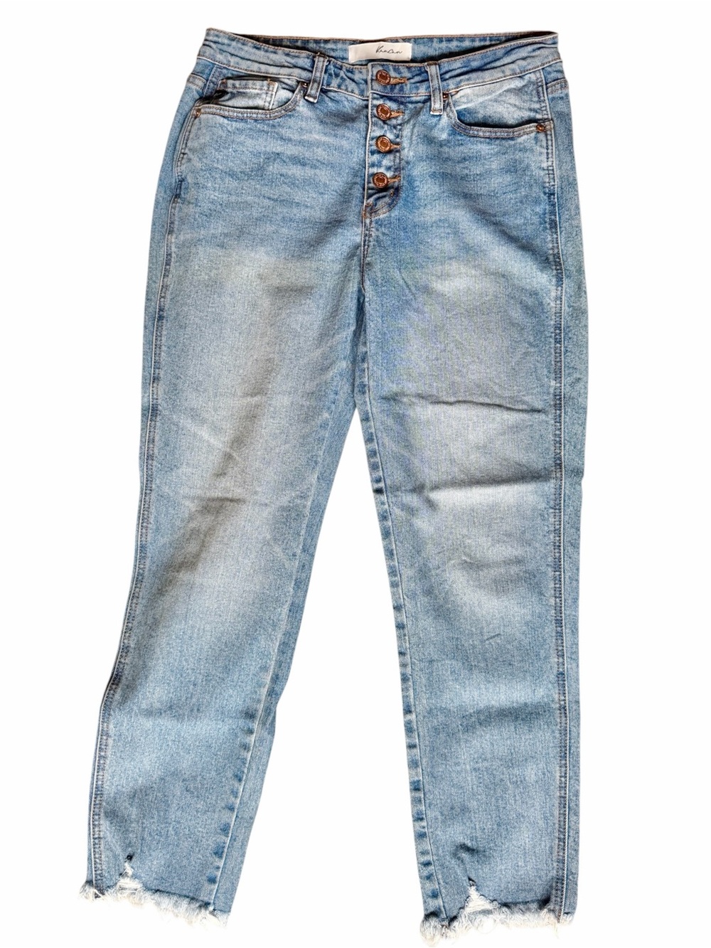 🔥KanCan Women’s High-Waist Button-Fly, Ankle Frayed MOM Jeans LIKE NEW